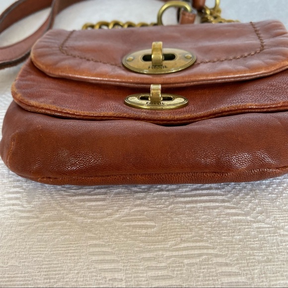 Fossil cognac leather mini crossbody purse - Picture 2 of 9